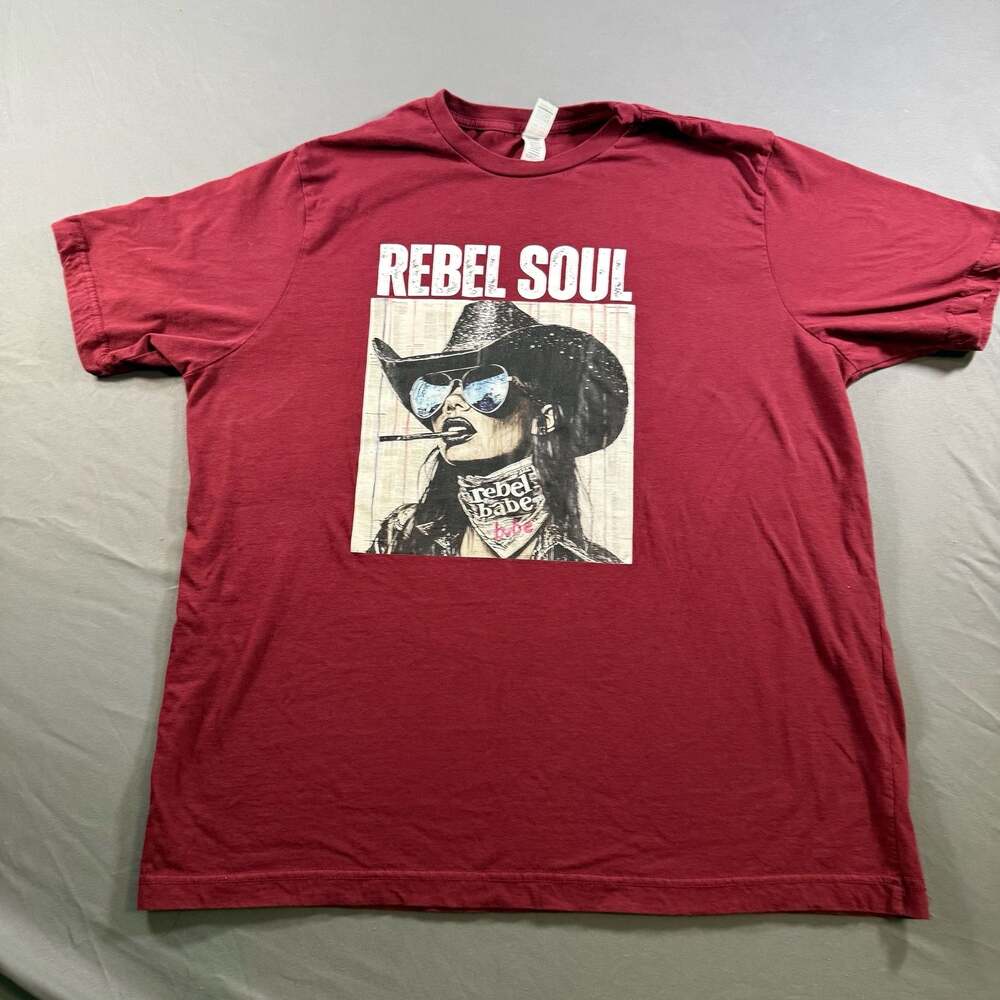 Rebel Soul Rebel Babe Womens XL Burgundy Graphic T Shirt Cowgirl Western Tee